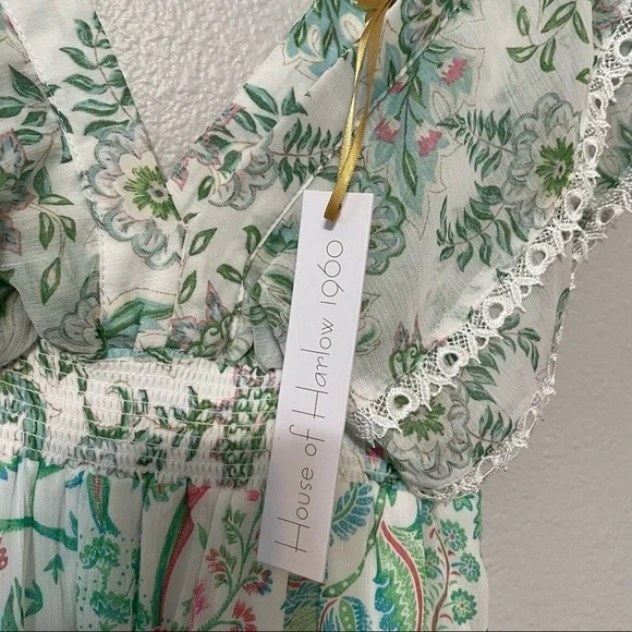 House Of Harlow 1960 Revolve Floral Pastel Maxi Dress Tiered NWT - Picture 4 of 10